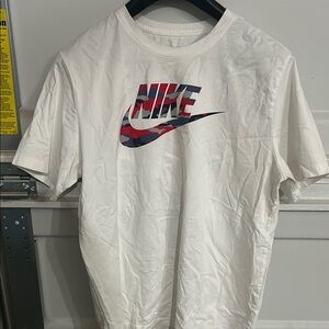 Nike White T-Shirt with Red and Blue Logo